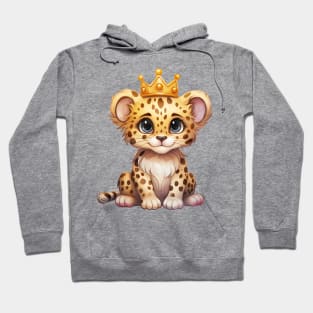 Watercolor Cheetah Wearing a Crown Hoodie